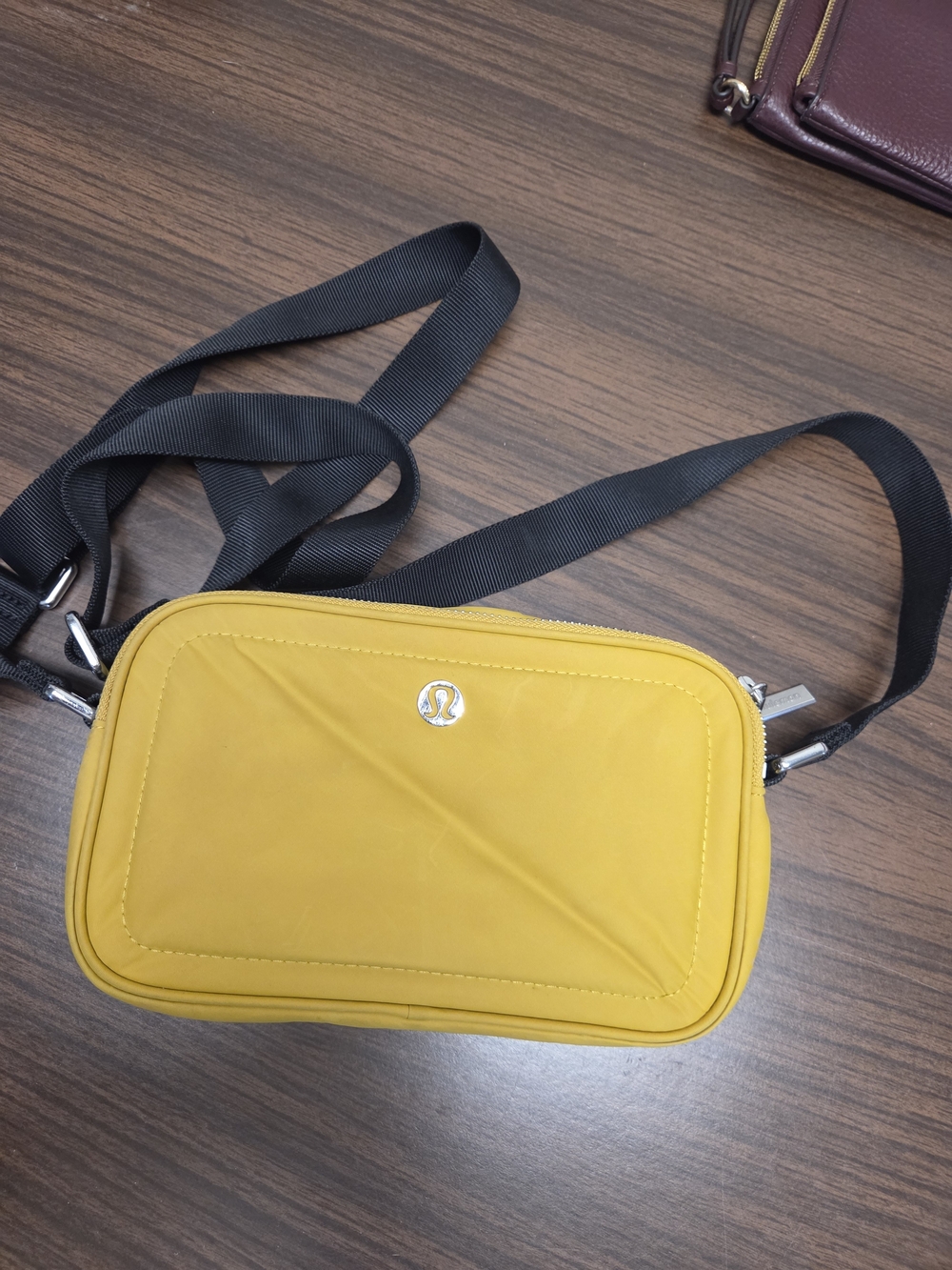 lululemon athletica Women’s Yellow Crossbody Bag with Black Strap